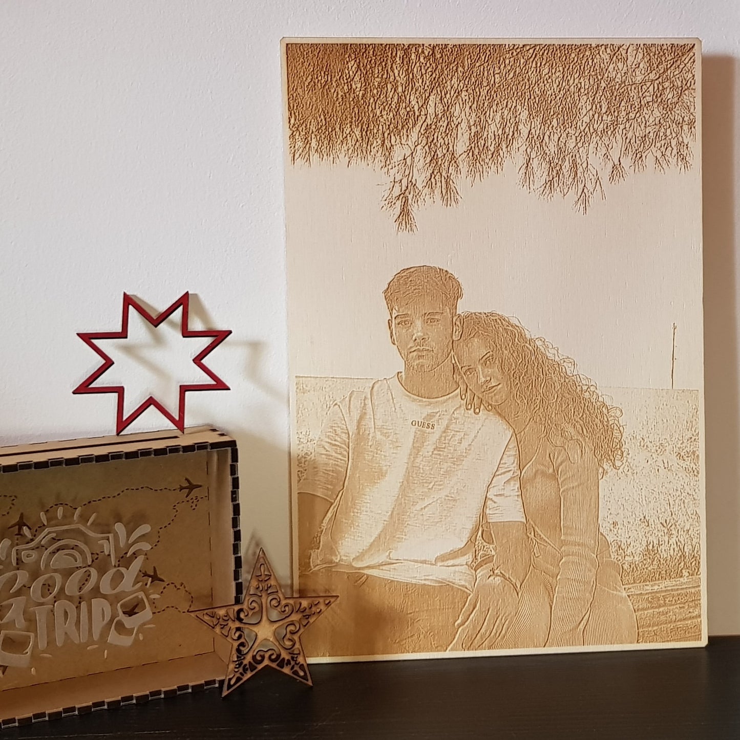 Retrato láser - Cuadro en madera con foto grabada