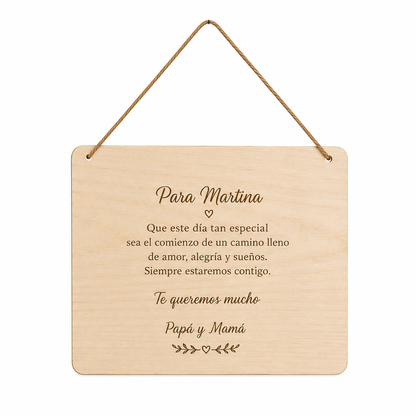 Cartel de comunión personalizado con foto en madera