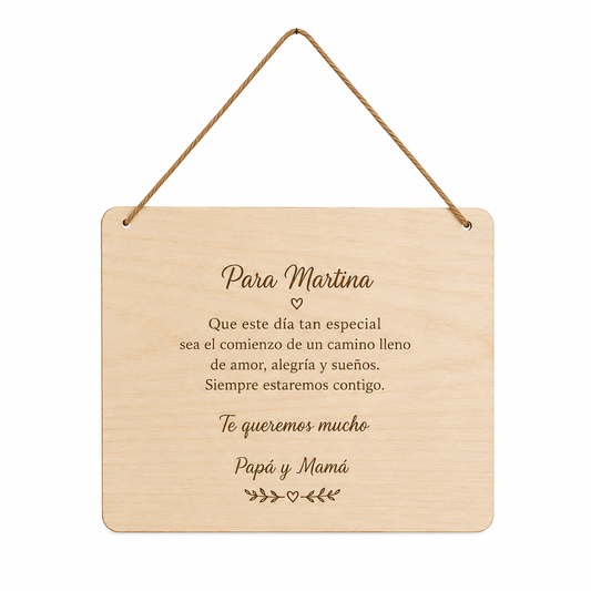 Cartel de comunión personalizado con foto en madera