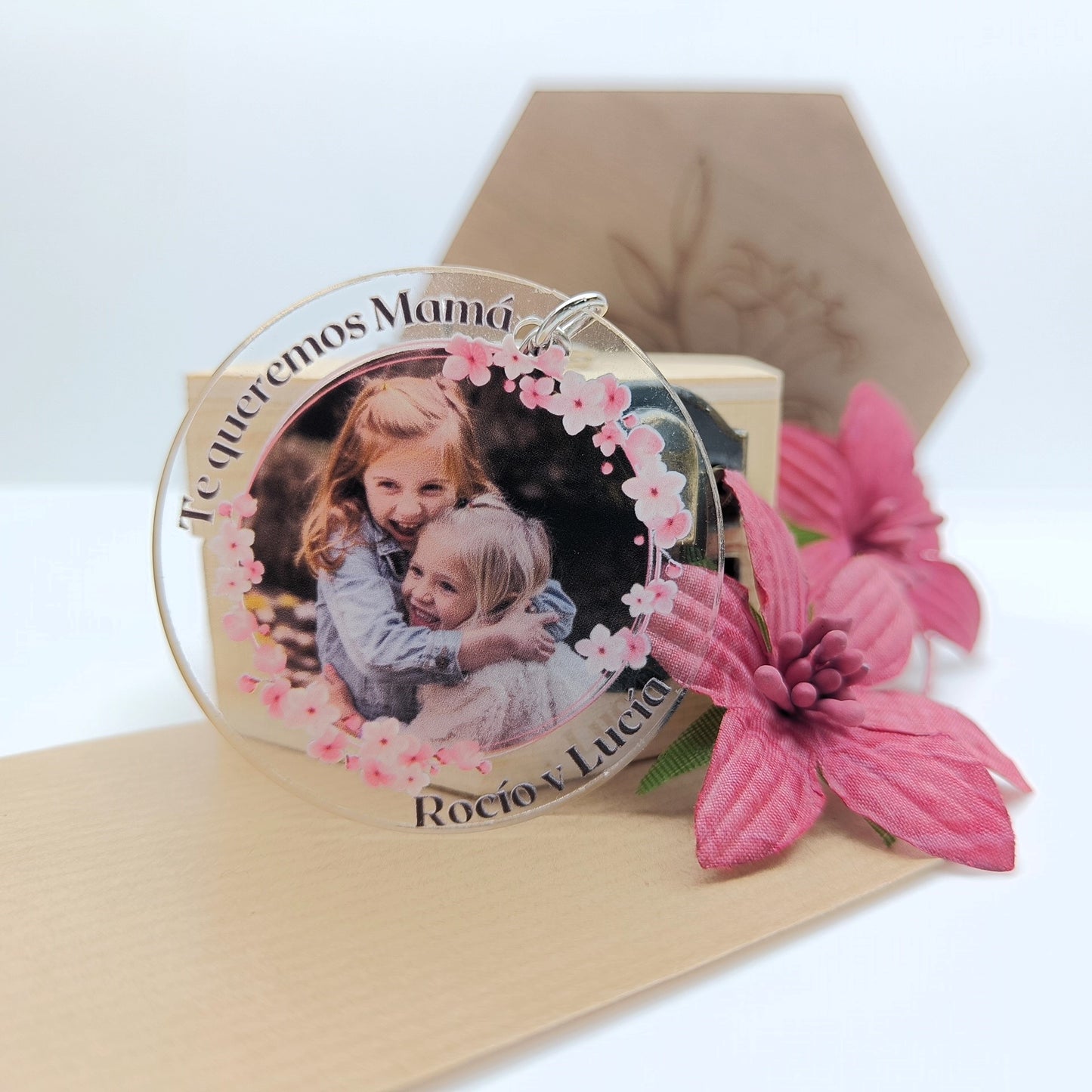 Llavero "Te queremos mamá" con foto
