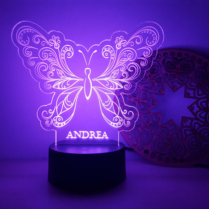 Lámpara LED Mariposa personalizada con nombre