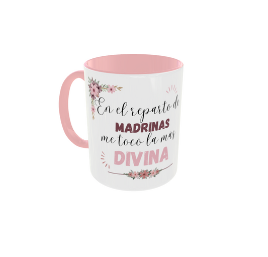 Taza "la madrina más divina" personalizada con nombre
