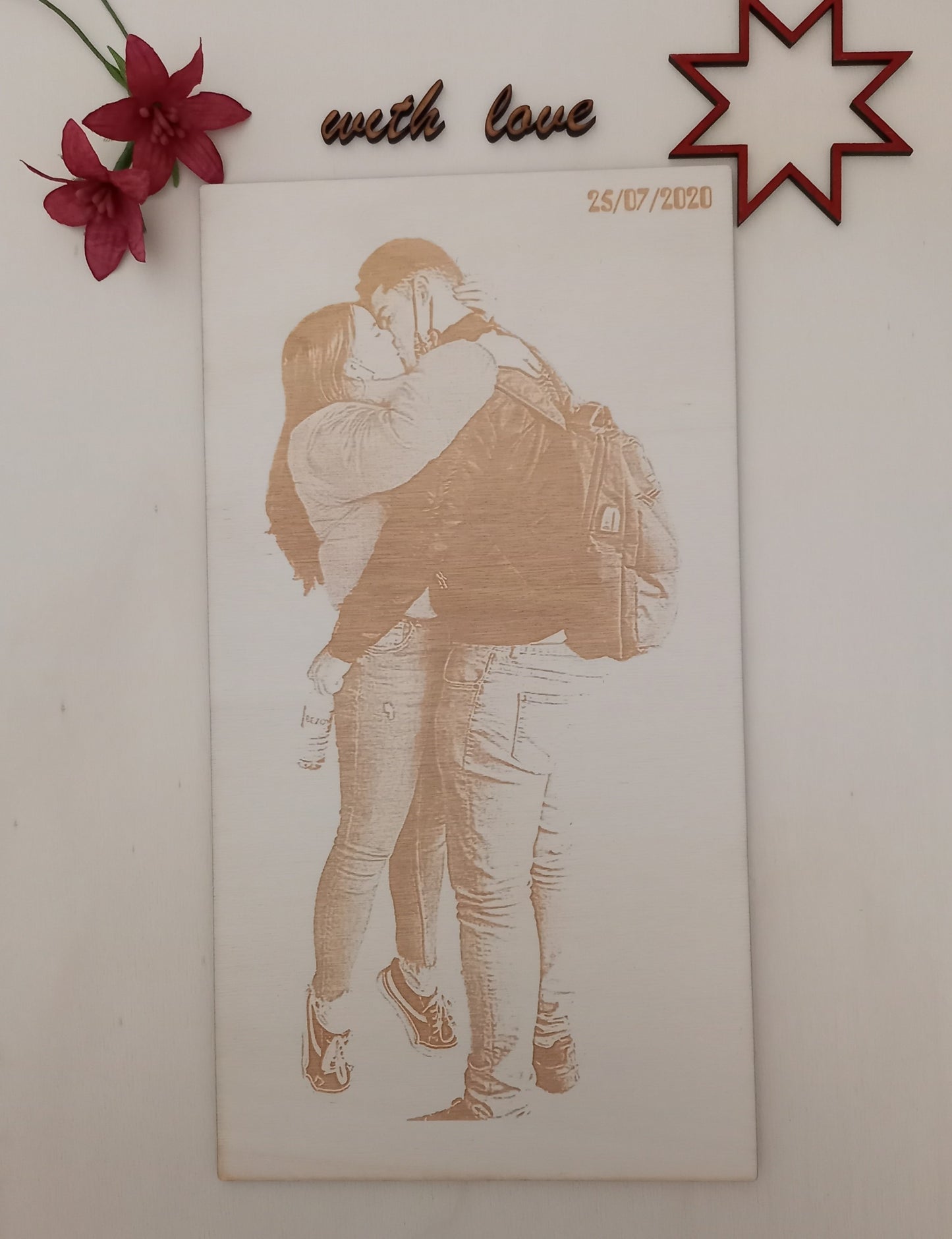Retrato láser - Cuadro en madera con foto grabada