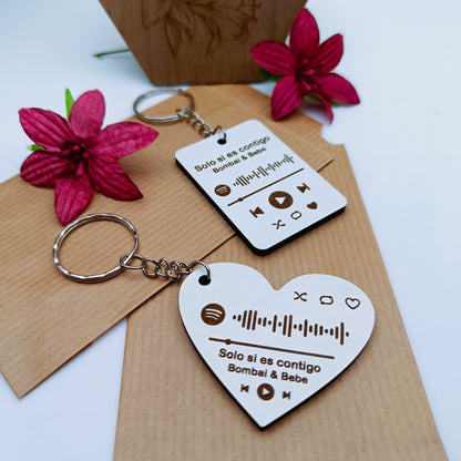 Llavero blanco personalizado con canción