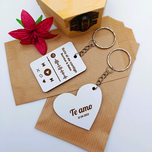Llavero blanco personalizado con canción