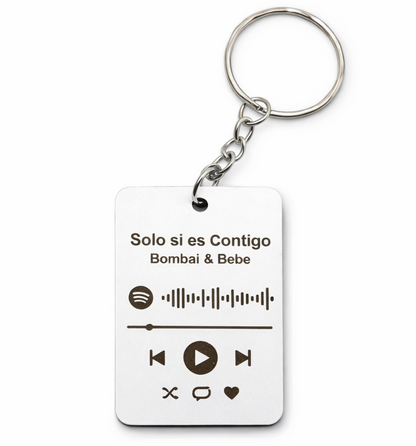 Llavero blanco personalizado con canción